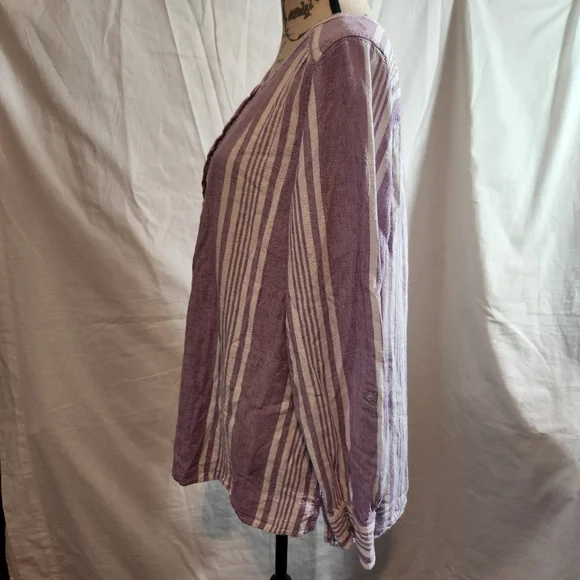 Denim & Co Striped Yarn Dyed Woven Shirt - Picture 5 of 11